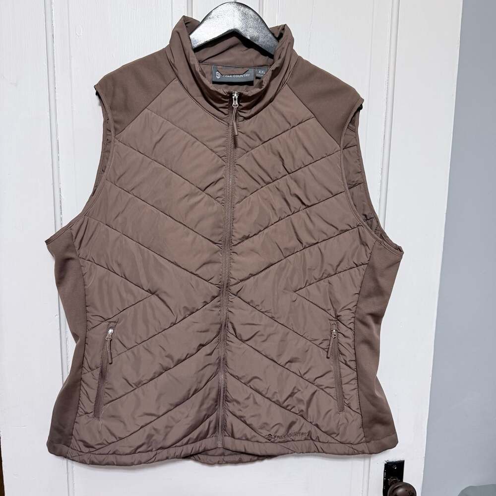 Free Country Women's Brown Chevron Quilted Puffer Vest Size XXL

A8